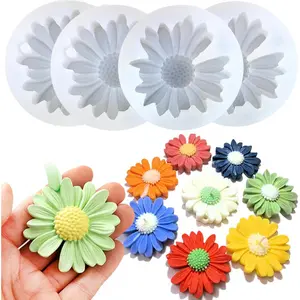 4pcs daisy shaped molds, suitable for making candles, 3D floral designs, soap, wax, epoxy resin, gypsum, concrete, soft ceramic crafts and decorations, Silicone Mold