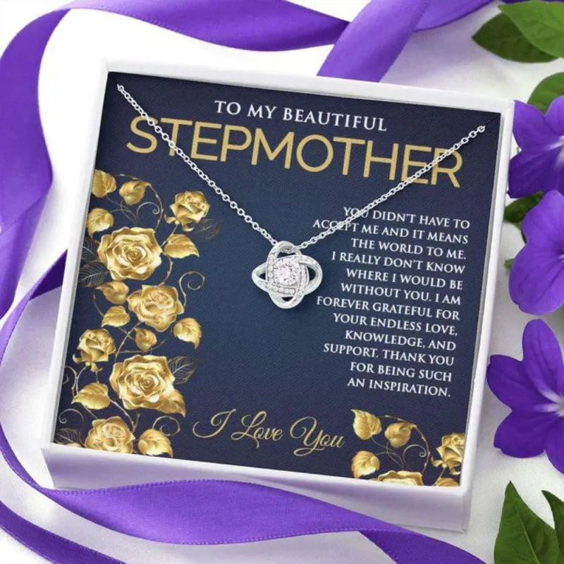 Stepmom Necklace, Stepmom Birthday Necklace, Gift For Bonus Mom, Thoughtful Gift, Meaningful Message Card V2, Beautiful Necklace Gifts for Mom - Perfect Mother's Day Jewelry, Thoughtful & Meaningful Gift for Mother