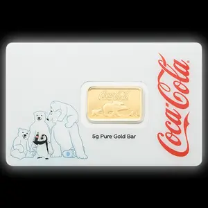 2026 Pamp Coca Cola Polar Bear & Friends 5 Gram Gold Bar - In Assay w/ Sleeve