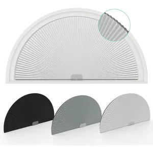 Arch Window Shades Blackout,Half Moon(Radius: 24") Blackout Pleated Window Shades, Half Circle No Drill Cellular Shades for Windows, Easy Cut and Install