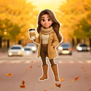 Girl with coffee Cutout Party Prop Girl Birthday Party