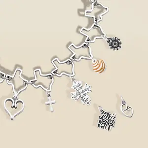 JA Jewelry DIY Charm Bracelet with Star Heart Cross Charms for Personalized Jewelry Making Unique Designs Ideal for Customization