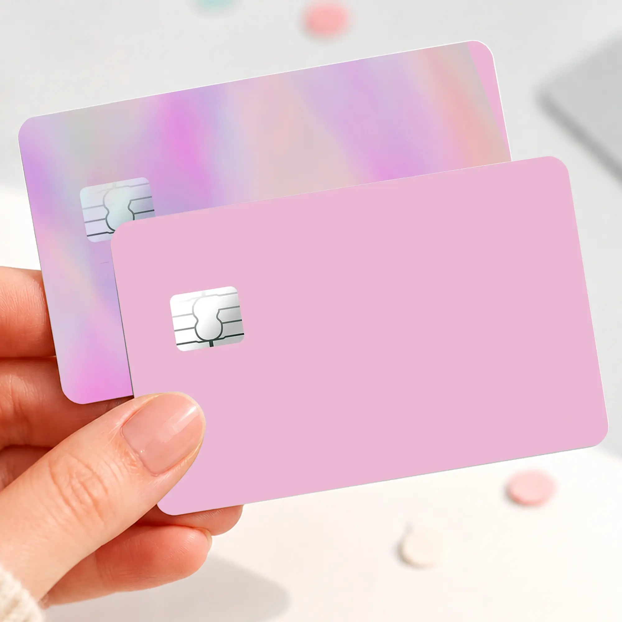 Pastel Pink Minimalist Card Skin Sticker, Cute Solid Color Debit Credit Card Cover, Simple Bank Card Decal, Easy Apply Wallet Accessory