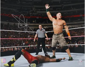 John Cena WWE Autographed 16" x 20" Five Knuckle Shuffle Photograph - Fanatics Authentic Certified