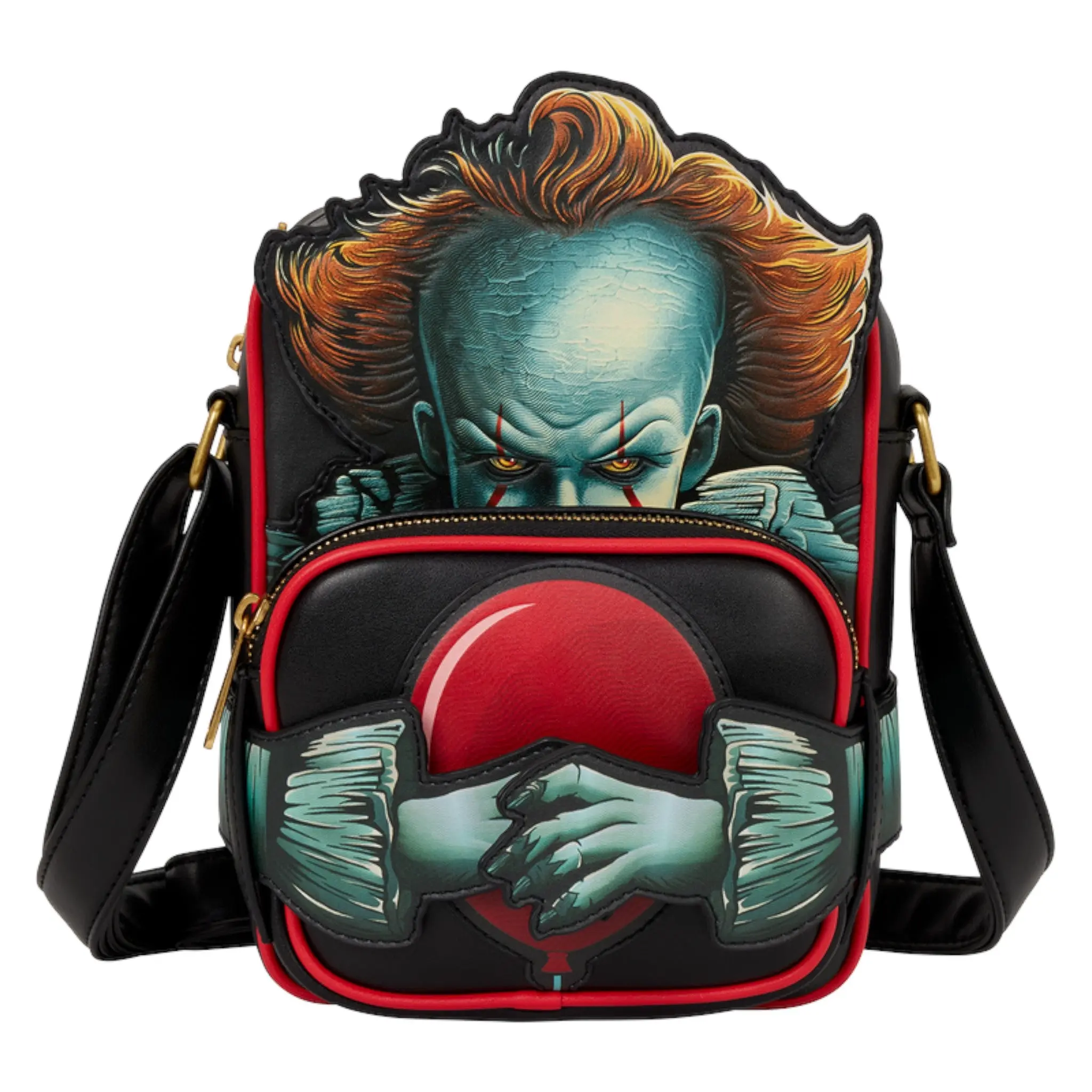 Loungefly Warner Bros IT Pennywise Crossbuddies Cosplay Crossbody Bag with Coin Bag