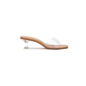 Vivi Lucite Mule In Tan Leather and Vinyl Vivi Lucite Mule In Tan Leather and Vinyl