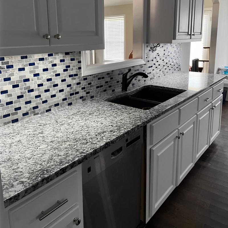 Glass Stone Mosaic 1x2 Subway Tile Navy Blue Gray Backsplash Polished Marble Wall and Floor Tiles