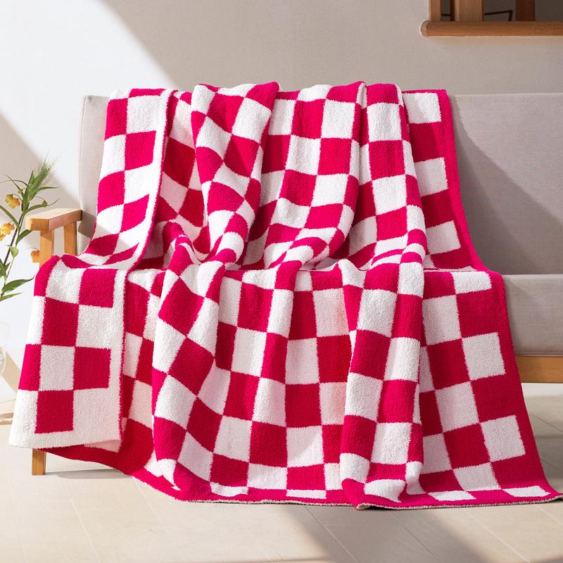 Elegant Comfort Ultra-Soft Checkered Knitted Throw Blanket, 50" x 70" – Lightweight, Breathable, All-Season Feather-Knit Design, Perfect Holiday Gift