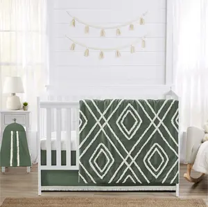 Sweet Jojo Designs Dark Green Boho Arrow Boy Girl Gender Neutral Baby Crib Bedding Set Infant Nursery Room Blanket Fitted Sheet Skirt Diaper Stacker 4p Modern Bohemian Farmhouse Southwest Diamond Tuft