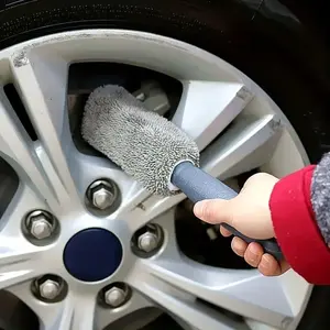Long Handle Tire Brush Car Wash Cleaning Tool, Lightweight Polyester Rim Cleaner, Efficient Automotive Detail Maintenance, Tire Care Accessory