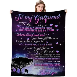 Girlfriend Gift Valentines Day To My Girlfriend Blanket Romantic Gifts for Her Girlfriend Wife I Love You Blanket Valentine Anniversary Birthday Gifts for Women Ultra-Soft Throw Blankets 50” x 60'' for Bed Sofa Couch Blanket Merch