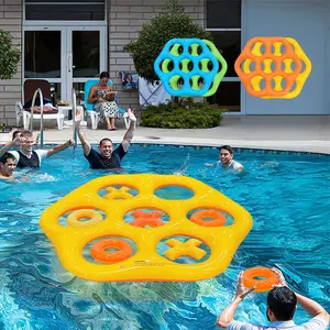 Double-Sided PVC Inflatable Water Toss Game Set, Includes Throwing Props and Rings, Perfect for Pool and Beach Parties