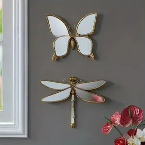 Vintage Resin Dragonfly Wall Decor, Creative Living Room Background Ornament, Retro Bending Tail Design, Unique Hanging Decoration Piece