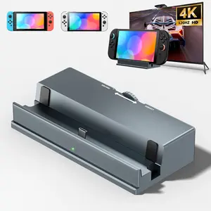 RUNTOGOL Portable Premium Aluminium Charging Docking Station for Switch 2, Switch OLED, Legion Go 2 & Steam Deck, Adjustable Knob stand , 4K@120Hz Input HD Support, Gigabit Ethernet, Case-Compatible Casting Device