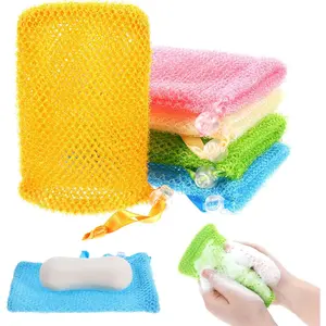 5 Pack Bar Soap Pouch Soap Bags for Soap Bars, Hangable Soap Loofah Pouch with Drawstring Closure, Exfoliating Soap Bag Colorful Soap Bar Bag fbar soap pouchor Body Wash