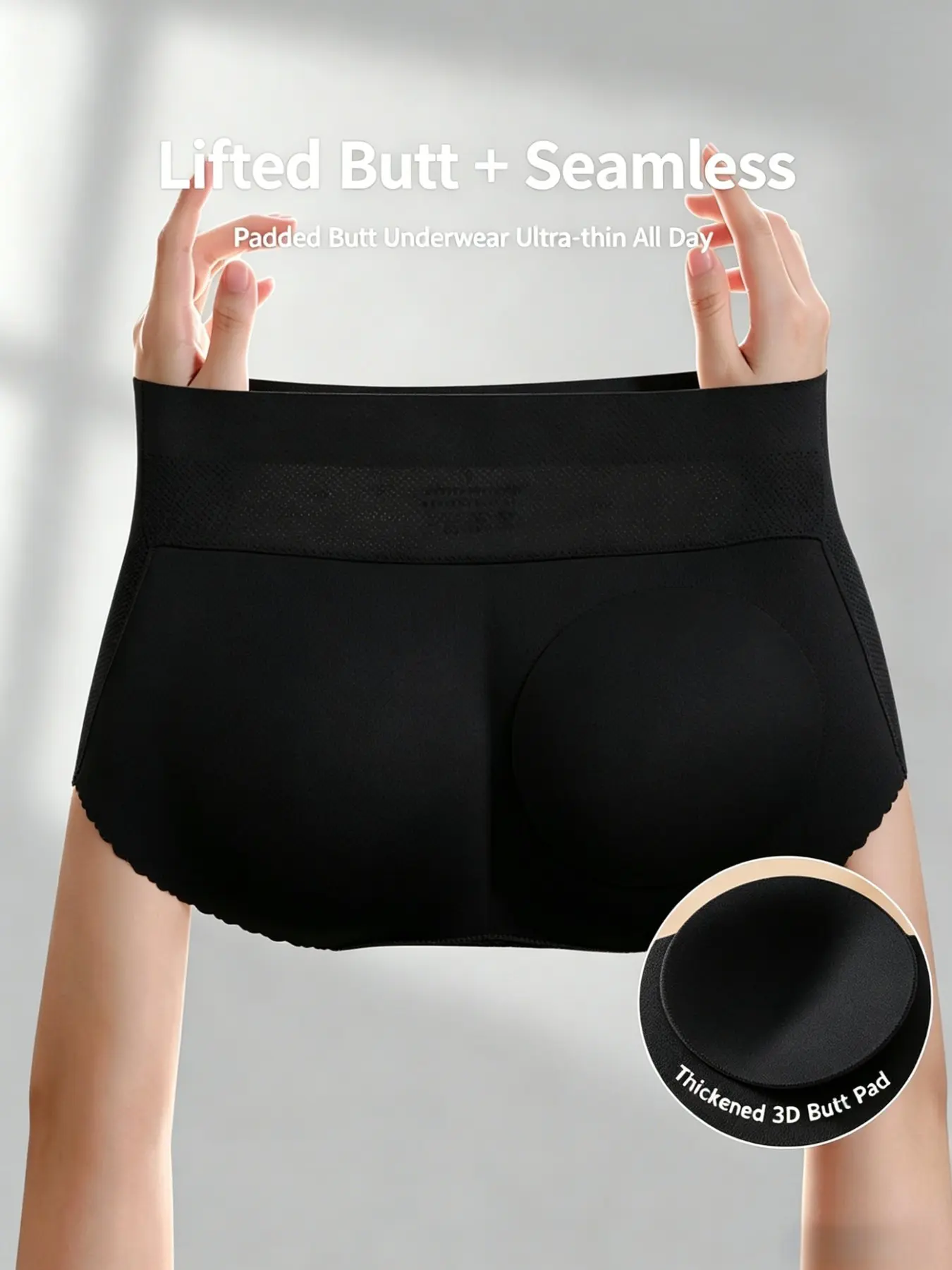 Women's Butt Lifter Panties, Mid Waist Belly Control Underwear, Thickened Padded Seamless Soft Nylon Peach Butt Fake Butt Pants Shapewear, Day