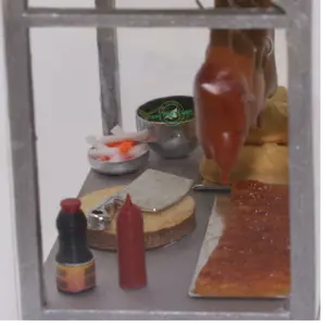 BBQ Roast Pig Cart DIY Kit Mô Hình Sài Gòn Thu Nhỏ-Xe Heo Quay