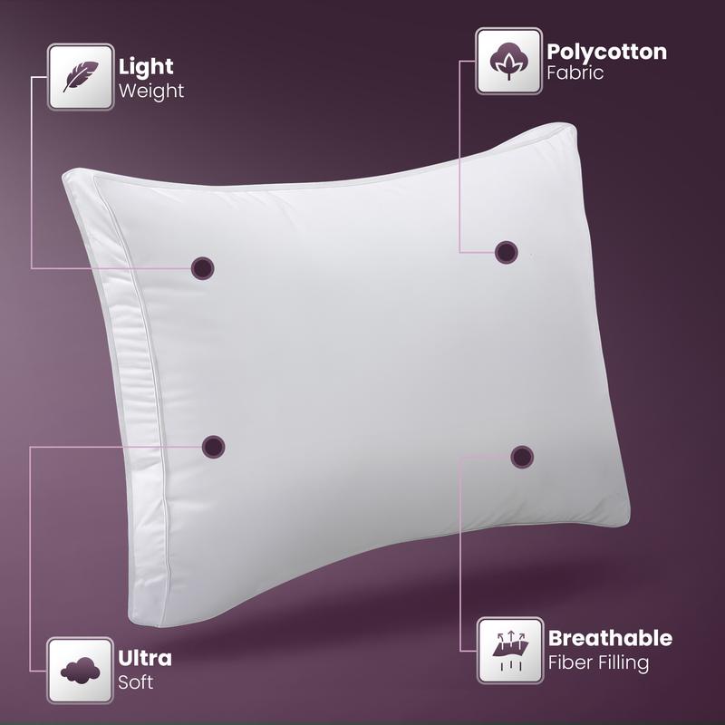 【New Year Deal】Utopia Bedding Gusseted Pillows Set King Queen & Standard Size White Pack of 2 Durable Breathable Soft Memory Foam for Cozy Sleep Hotel Quality