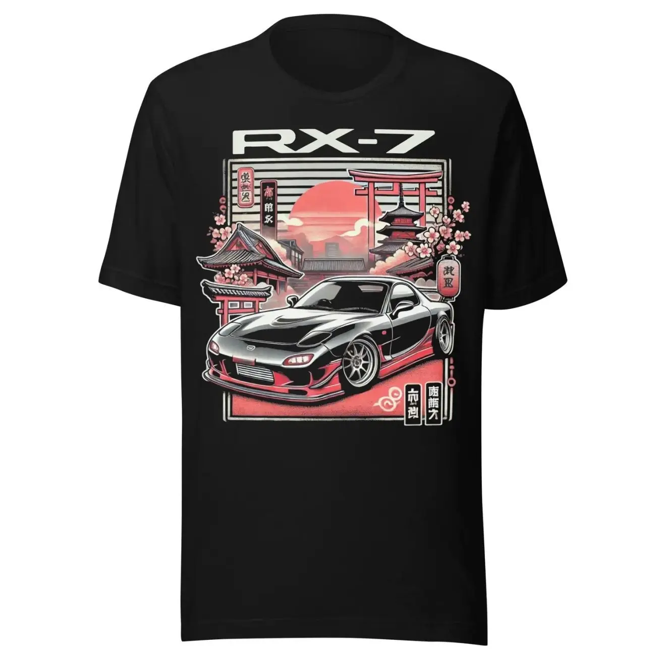 Mazda RX7 JDM T-Shirt | Black Japanese Car Culture Graphic | Automotive Tee Sweatshirt Hoodie, Gift for Car Lovers