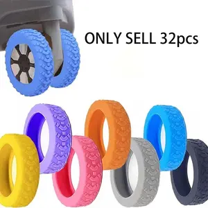 Random color 32pcs Multi-Color Silicone Luggage Wheel Covers, Anti-Noise Caster Protectors for Travel & Home, Travel Essentials