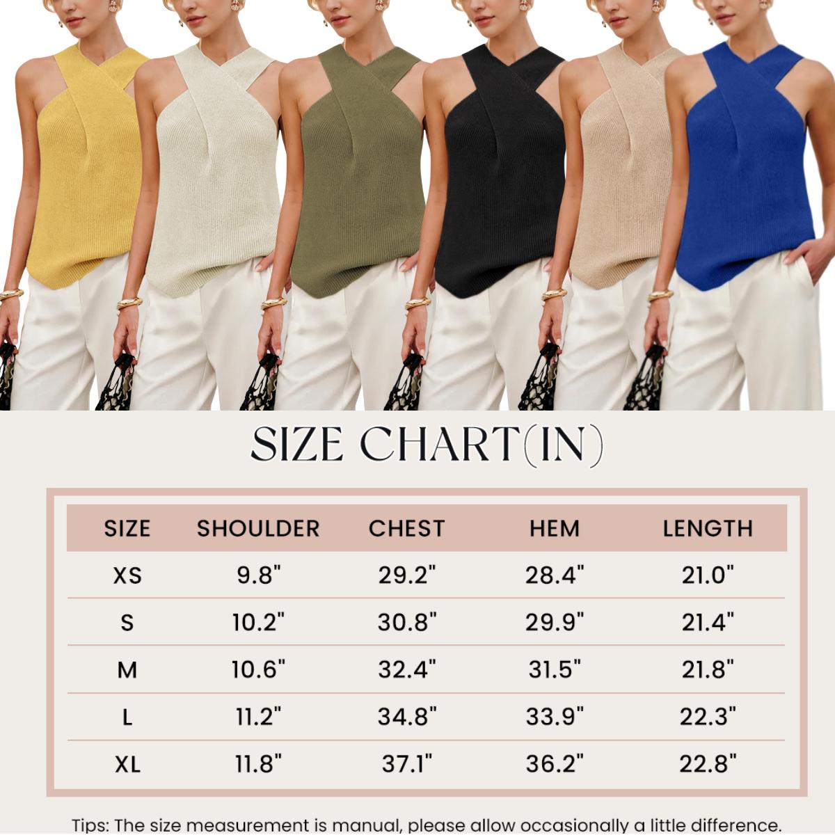 YeeZaa Women's Halter Tank Top Knit Cross Over Collar Sleeveless Solid Color Casual 2026 Spring Summer Blouse Knit Tank Vest
