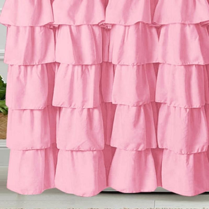 Solid Color Ruffle Trim Shower Curtain, 1 Count Modern Simple Bathroom Curtain, Bathroom Accessories for Home Hotel Salon Dormitory Decor