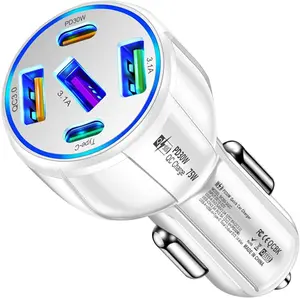 5 in 1 Car Charger Adapter QC3.0/PD 75W High Power Cigarette Lighter Adapter Compatible with iPhone 14, iPad Pro & More Mobile Phones charger 4 1