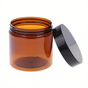 4pcs Refillable Amber Cream Jars with Lids - 6.76oz Round Brown for Beauty Products, Creams, Lotion and Ointments