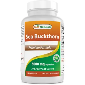 Best Naturals Sea Buckthorn Oil Powder Capsules 5000 mg Equiavelnt 240 Capsules - Non-GMO, Gluten Free - Contains Naturally Occuring Omega-7 Palmetoleic Acid