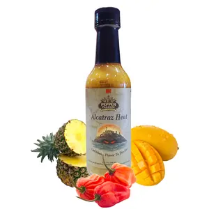 PEPPER PARADISE Alcatraz Heat Hot Sauce – Caribbean-Style Hot Sauce Made with Mango, Pineapple, Habanero & Ghost Peppers, Orange Juice, Apple Cider Vinegar, Mustard Seed, Lime Juice, Garlic & Curry Spice – Sweet, Tangy & Spicy – 5oz Bottle, 1 Pack