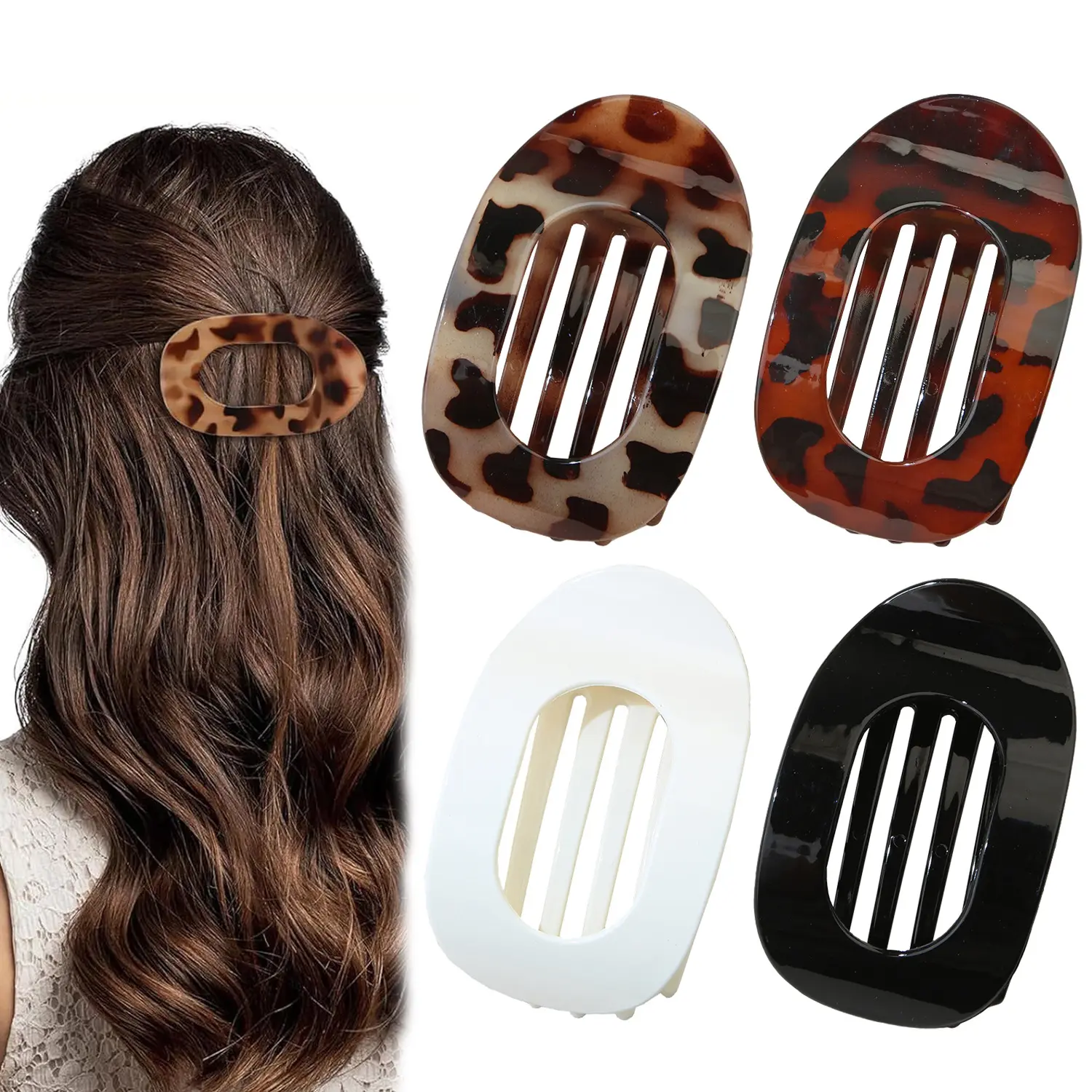 4 piece set D   oval glossy duck clip