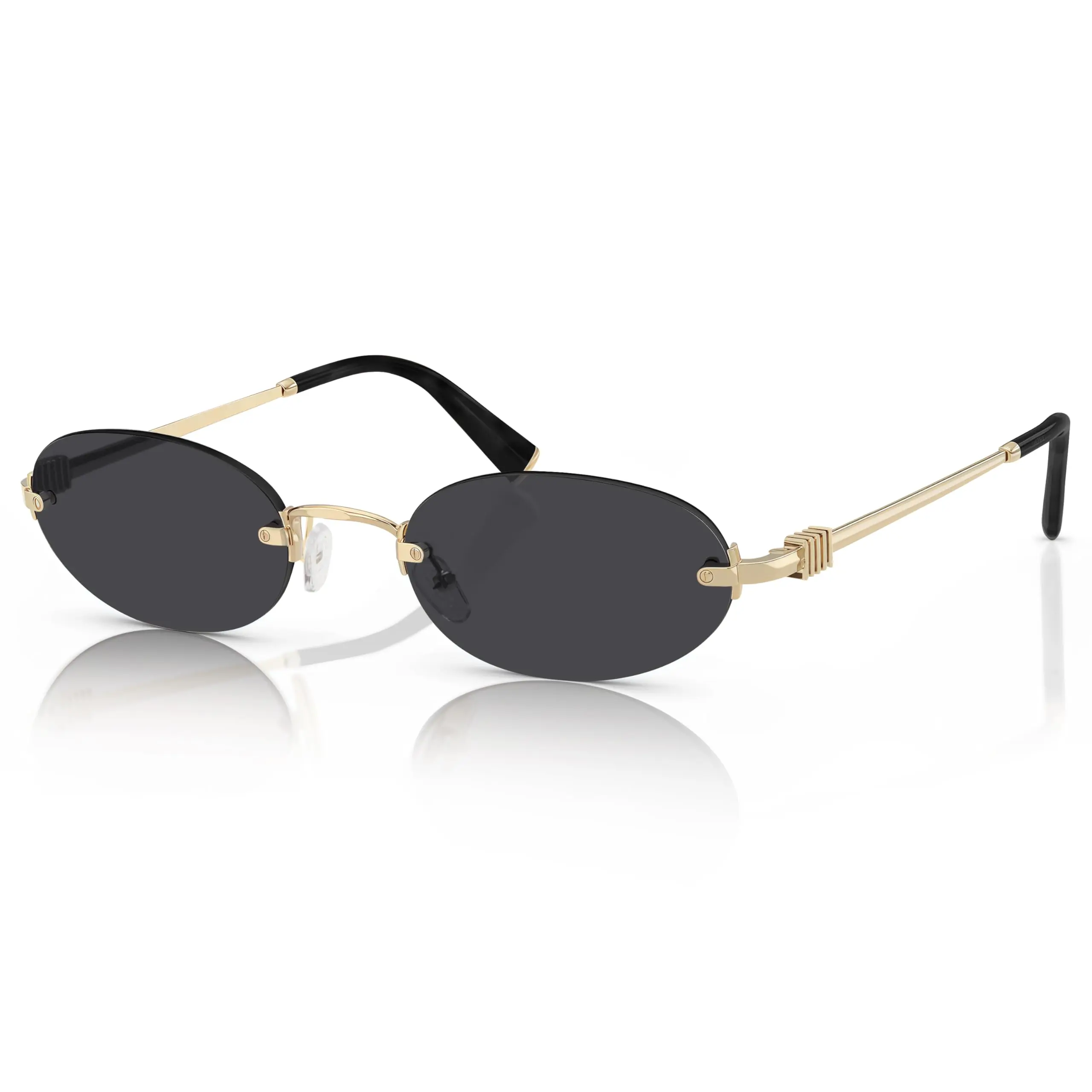 Oval Frame Sunglasses New Rimless Cut Edge Personality 