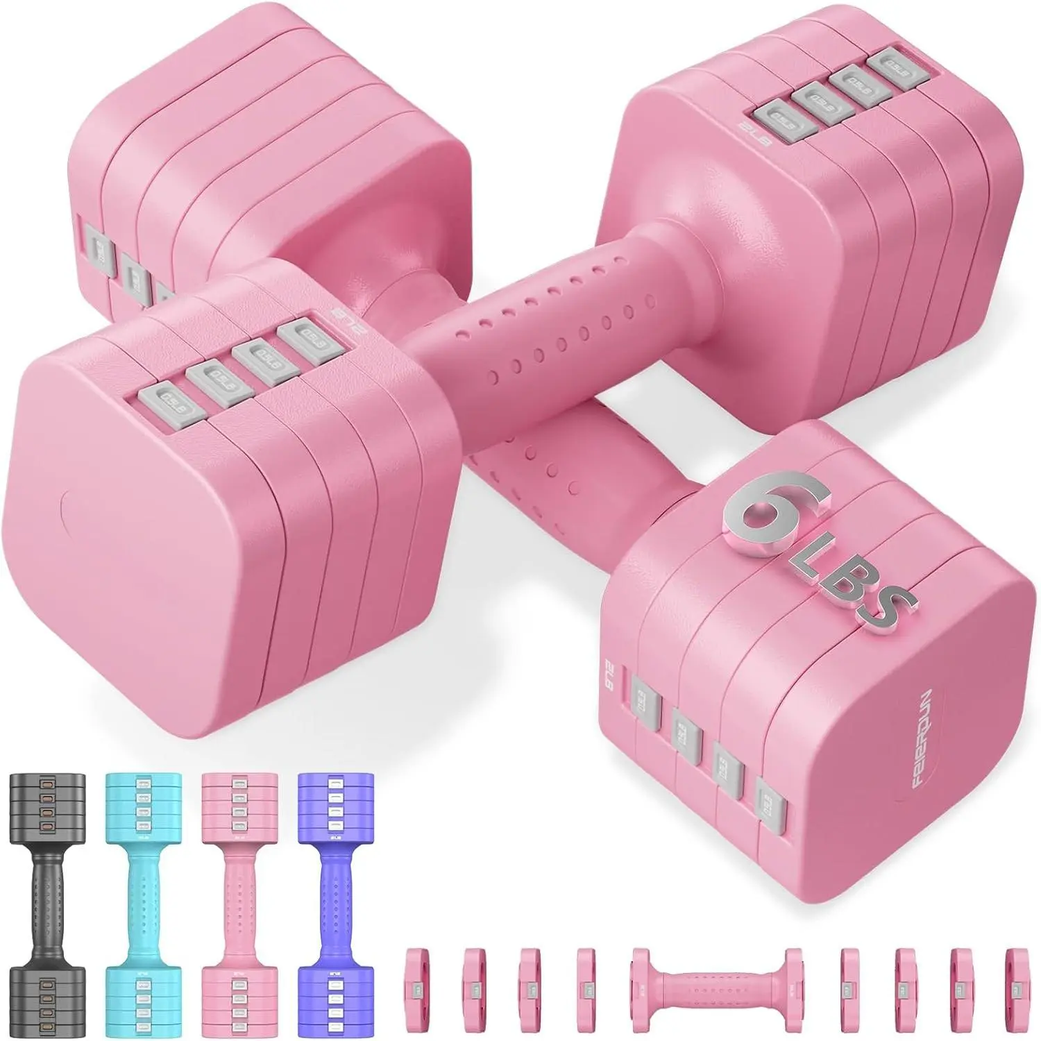 5-in-1 Adjustable Dumbbell Set of 2, 12LBS/20LBS Hand Weights for Women, Men, 1s-Adjust Dual- Dumbbell Set for Women  Gym & Outdoor