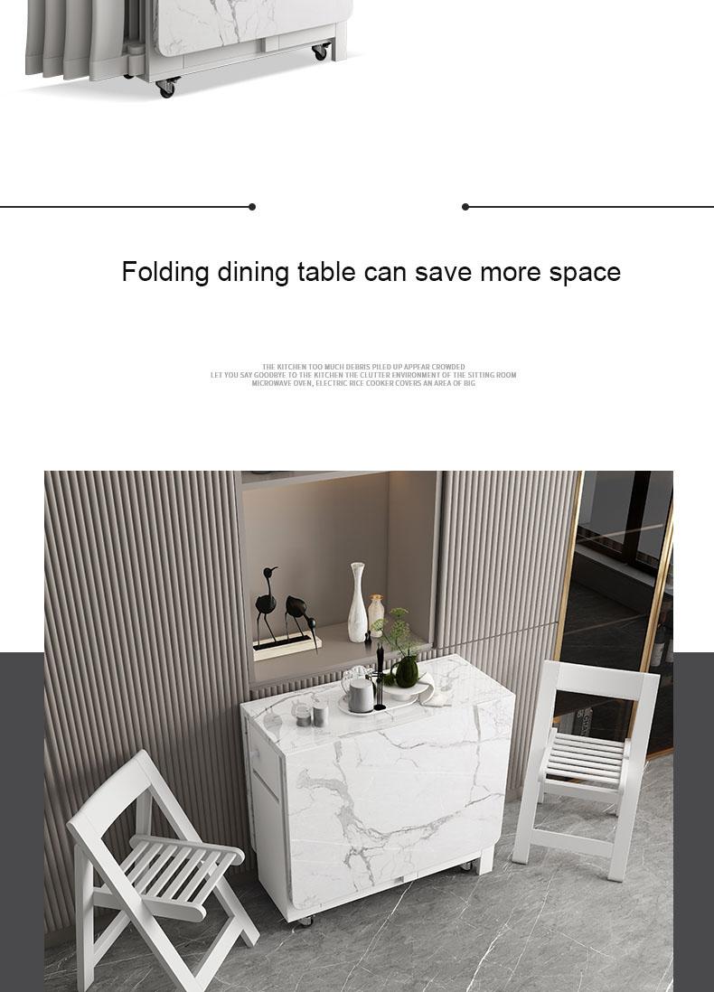 Multifunctional White Rectangle Folding Dining Table Set with Integrated Storage & 4 Chairs