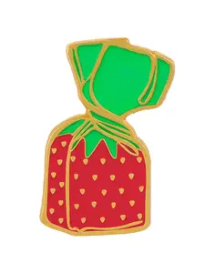 Adorable Cartoon Strawberry Candy Design Brooch Pin, Zinc Alloy Material, Cute Simple Badge for Sweaters Skirts & Backpacks, Flower Brooch
