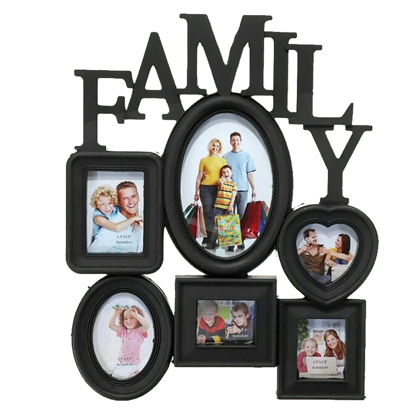 Family Photo Wall Frame Decor, Modern Collage Picture Frame for Wall Hanging, Multi Opening Memory Display Frame with Heart Oval Square Design, Easy Install Home Decor for Living Room Bedroom Office, Perfect Gift for Family Photos
