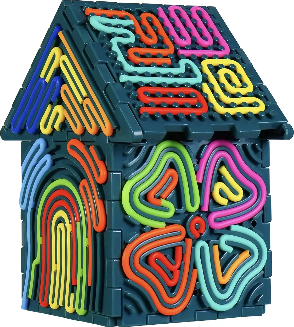 Sensory Fidget Toys for Kids Adults，3D Sensory Activity Board for Stress Anxiety，Contains 30 Silicone Cords，Silent, Calming, Focus, Fingertip Gift for Girls Boys