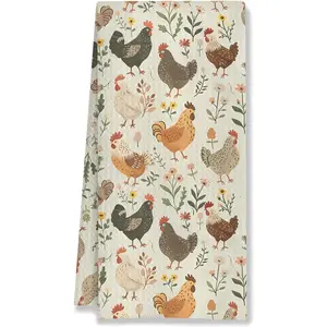 Chicken Rooster Kitchen Dish Hand Towels for Bathroom Kitchen Decor, Great Gifts for Cock Mom Lady 16x24 Inch