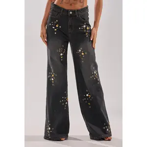 SPACE AND TIME STUDDED DENIM