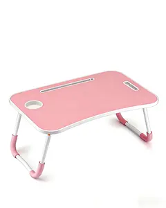 Foldable Laptop Table, Portable Lap Desk Bed Table Tray, Laptop Stand with Cup Holder & Tablet Slot & Lifting Handle for Working Writing Drawing & Eating