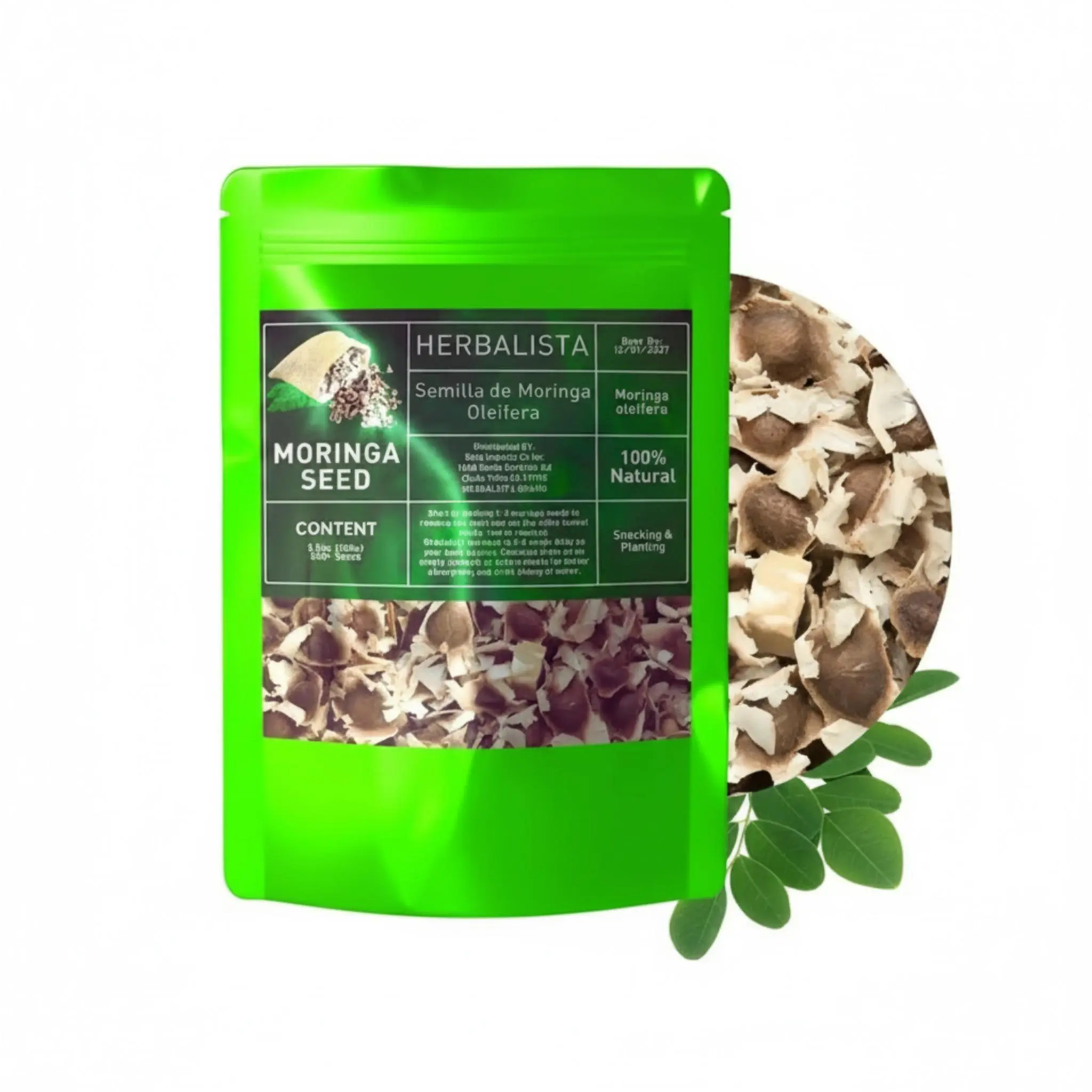 HERBALISTA Moringa Seeds 3oz Edible Herbal Supplement - Natural Superfood with Vitamins, Antioxidants for Energy, Healthy Daily Wellness, Healthcare & Fitness Support