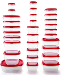 Rubbermaid 60-Piece Food Storage Containers with Lids, Microwave and Dishwasher Safe, Red Color, Ideal for Meal Prep and Pantry Storage Kitchen Utensils