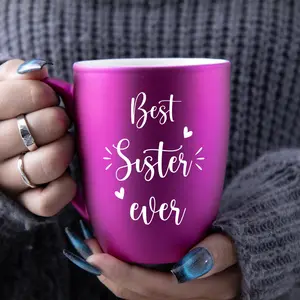 Best Sister Ever Letter Pattern Ceramic Mug, 11oz/320ML Creative Beverage Coffee Mug, Gift for Sister, Birthday Gift, Friendship Gift, Drinkware, Ceramic Classic Drinkware