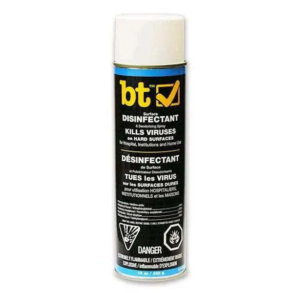 BT Surface Disinfectant & Deodorizing Spray – 15 oz Aerosol (12-Pack Case) | Hospital-Grade Hard Surface Germ & Virus Killer