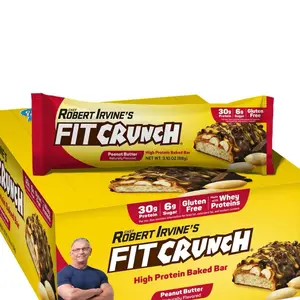 Robert Irvine's FITCRUNCH Chocolate Peanut Butter Wafer Protein Bars - 9ct, Light & Crunchy - Sweet, Sugar Snack Dessert Crispy