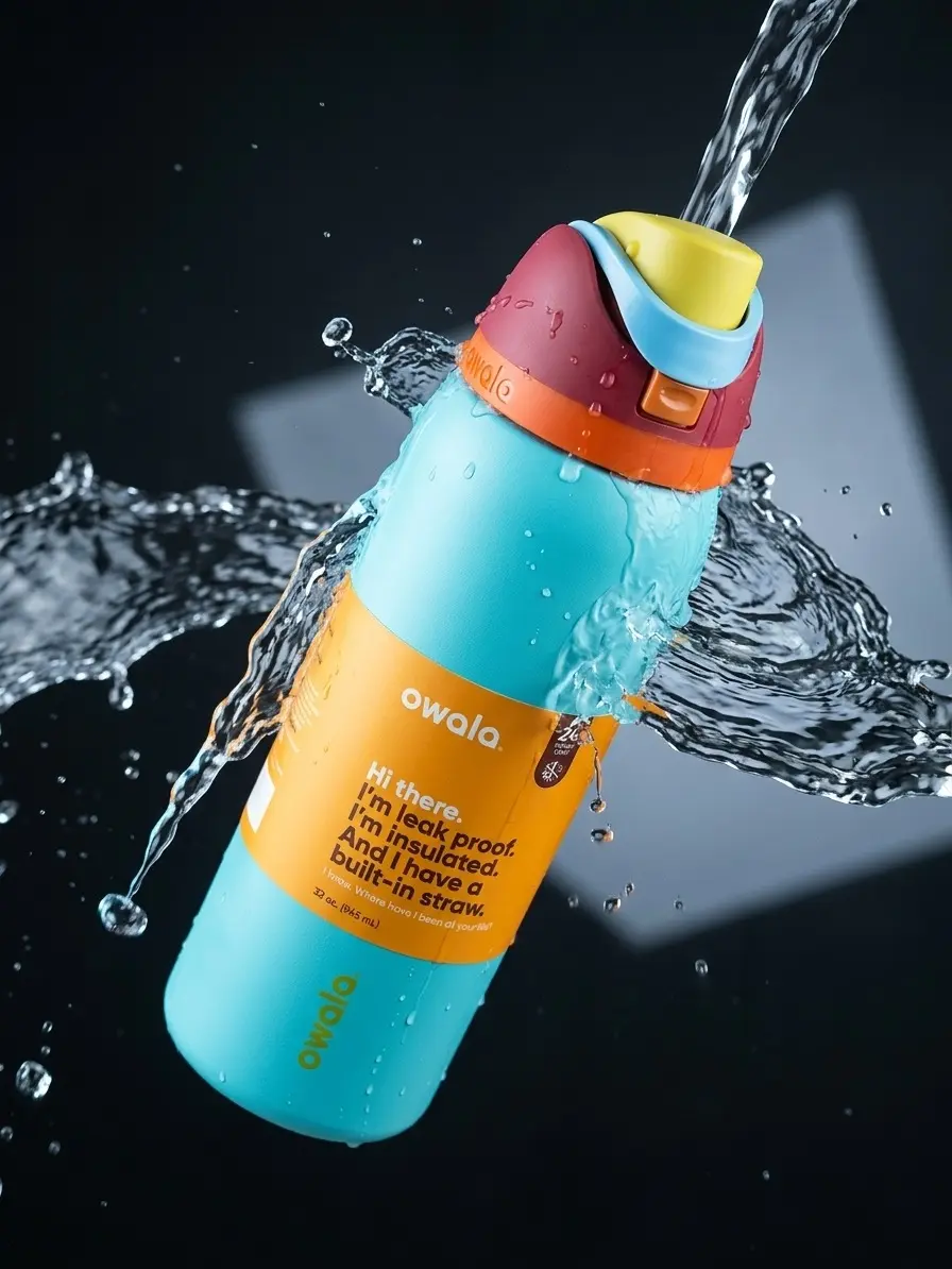 32oz Insulated Water Bottle with Straw, Leakproof Stainless Steel Tumbler, Reusable Water Bottle for Women Men, Gym, Office, School & Travel