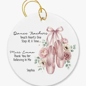 Custom Ballet Teacher Christmas Ceramic Ornament – Personalized Dance Instructor Holiday Keepsake, Appreciation Tree Gift VAT