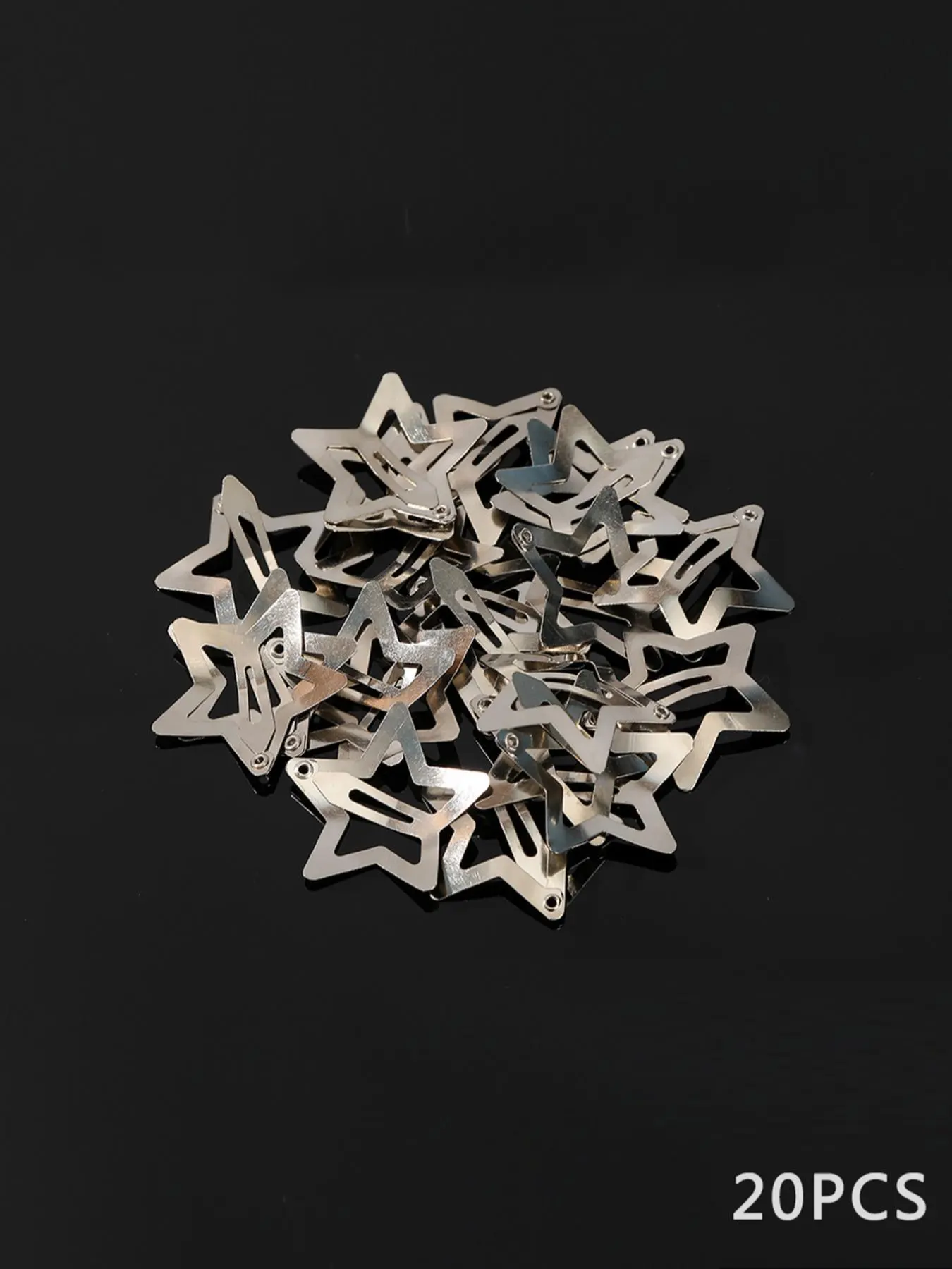 20pcs 3cm Alloy Star Fun Hair Clips Set, Cute Plain Design, All Seasons Accessory, Perfect for Everyday Use, Durable and Stylish