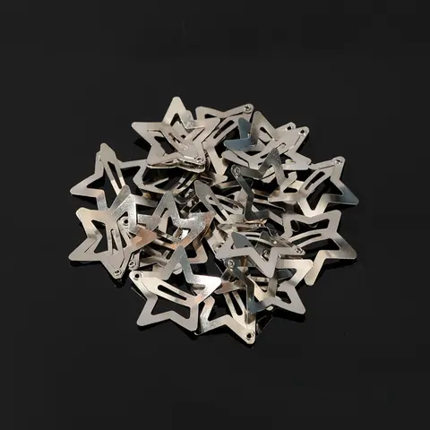 20pcs 3cm Alloy Star Fun Set Hair Clips, Cute Plain Design, All Seasons Accessory, Perfect for Everyday Use, Durable and Stylish