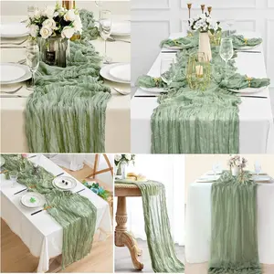 Sage Polyester Table Runner, 1/6/10 Pack, Solid Color Fabric, Ideal for Weddings and Parties, Elegant Event Decorations